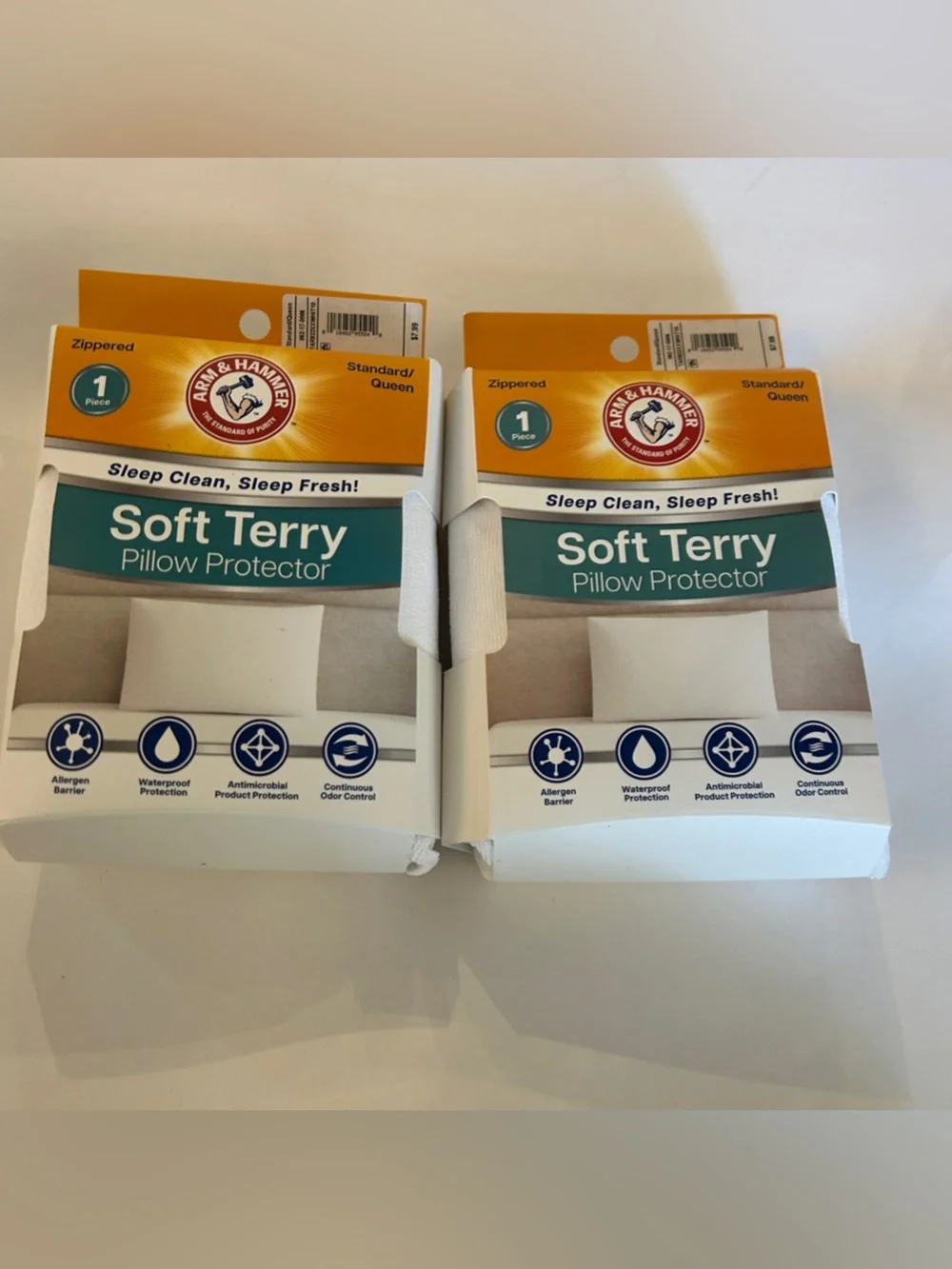 Arm & Hammer Soft Terry Pillow case Protector Waterproof Zipper Closure standard